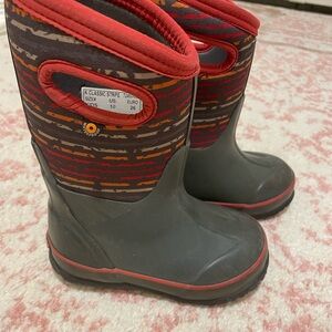 Bogs Kids Rain/ Snow Boots - Red and Gray